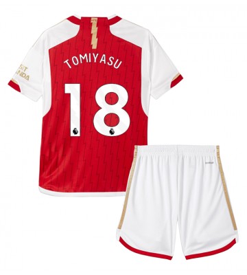 Arsenal Takehiro Tomiyasu #18 Primera Equipación Niños 2023-24 Manga Corta (+ Pantalones cortos)